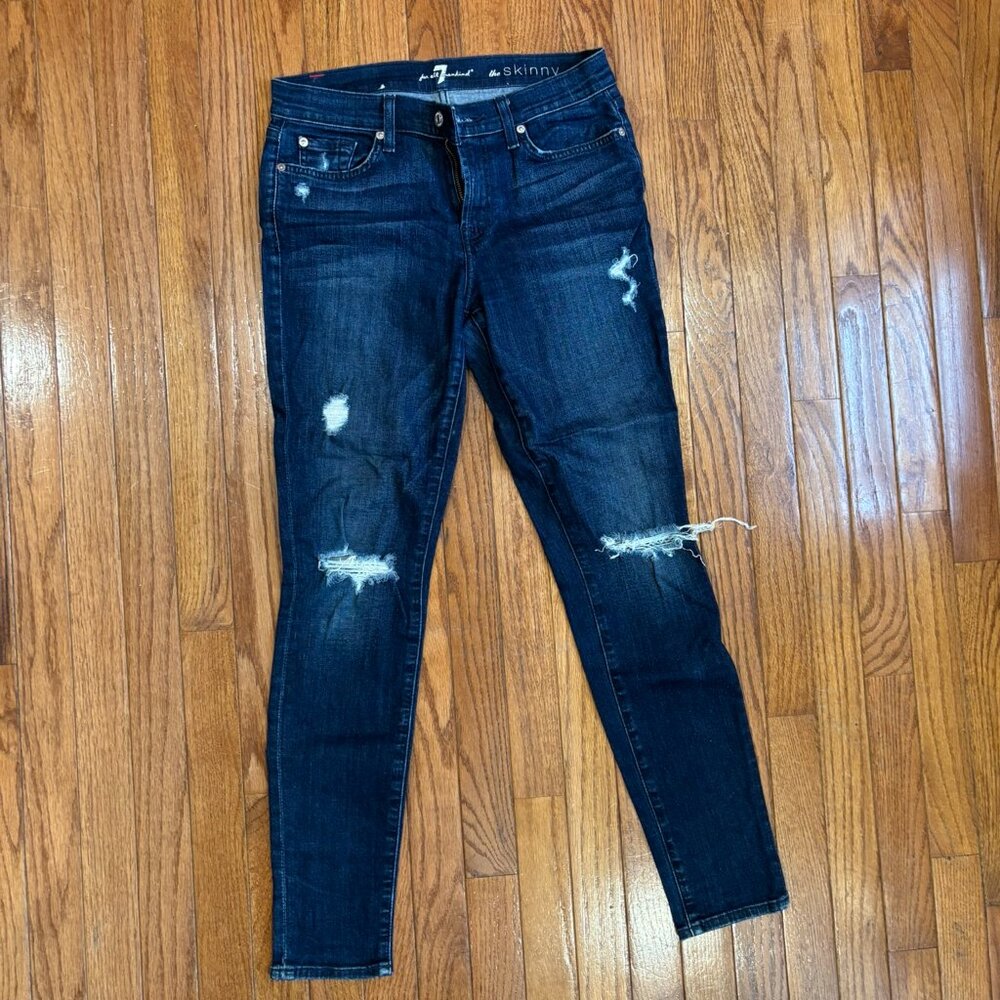 7 for all Mankind "The Skinny" Distressed Jeans Size 28